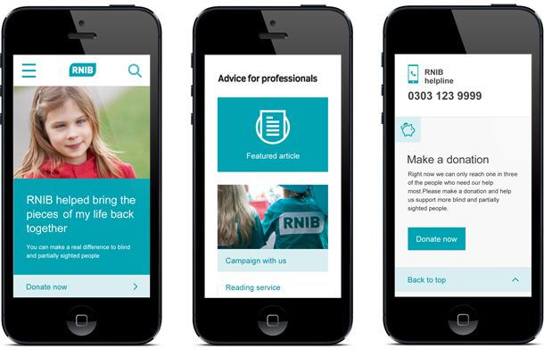 RNIB site on mobile