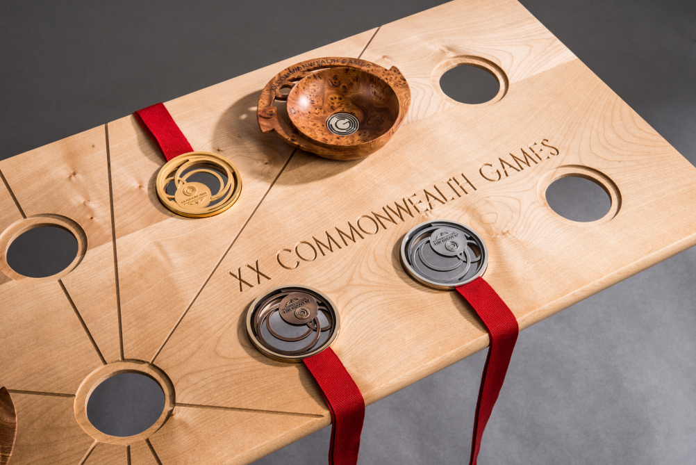 Medals and gifts on presentation tray