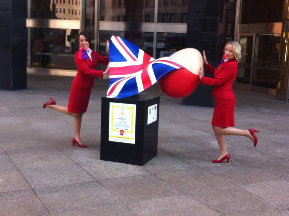 Virgin Atlantic cabin crew with the  Frying Lady