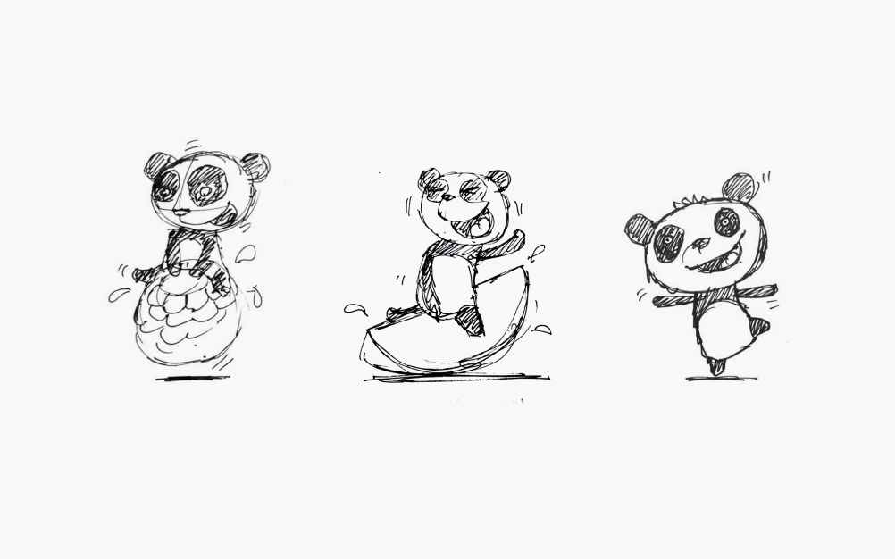 Melvin the panda sketches