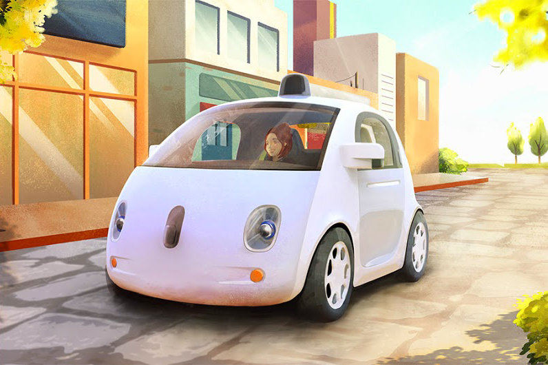 An artist's rendering of the driverless car