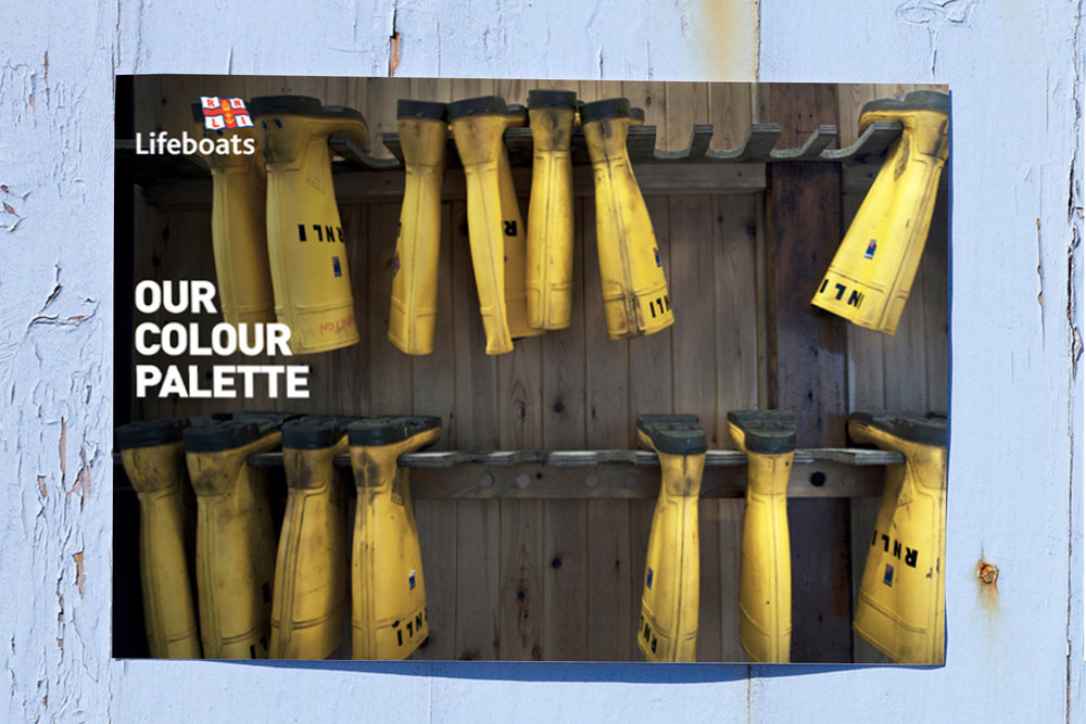 The colour palette is inspired by the RNLI