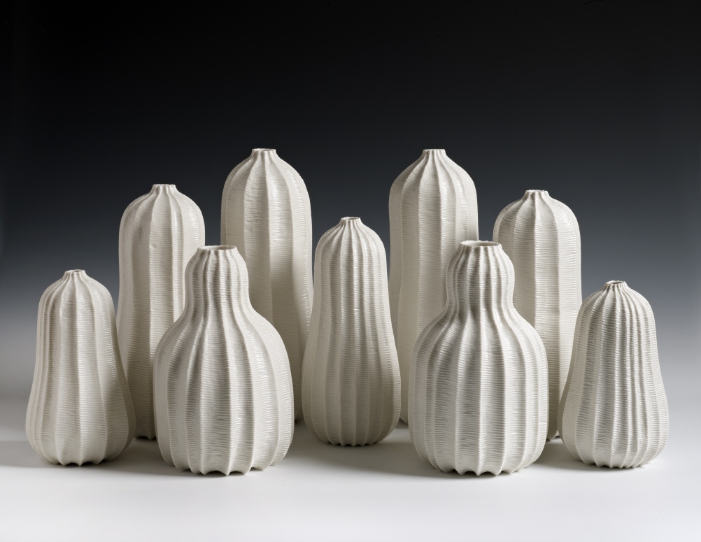 Garniture of Nine Vases, 2013, Andrew Wicks. Represented by Adrian Sassoon, London, UK