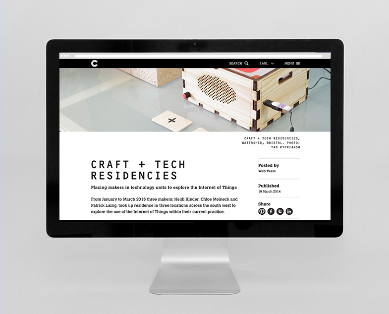 Crafts Council website showing editorial content