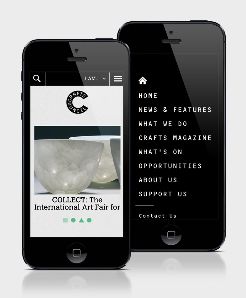 Crafts Council website on mobile