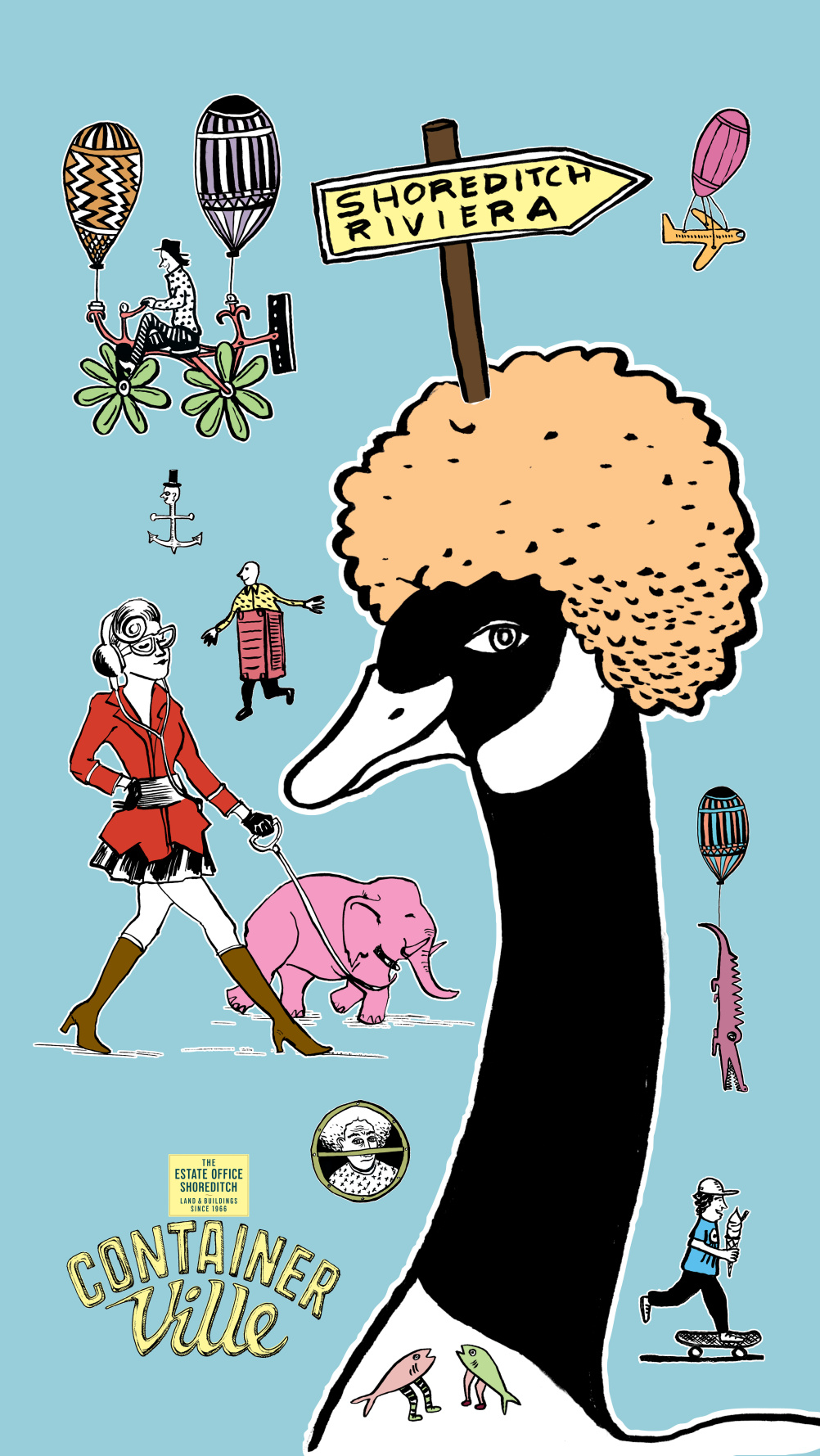 ContainerVille characters, featuting the Canada goose with an afro