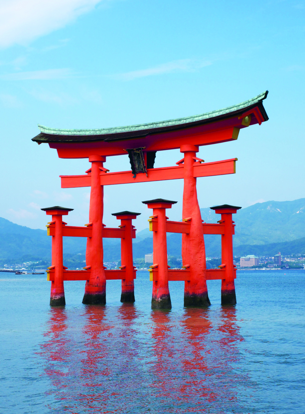 Torii gate, 6th century (rebuilt 1168, renovated 1875), Itsukushima Shrine, Miyajima, Hiroshima Prefecture; cedar, cypress, camphor wood