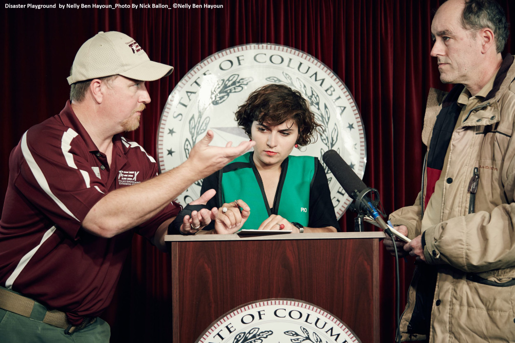 Dr. Peter Jenniskens, Meteor showers specialist, SETI Institute and Director Nelly Ben Hayoun during disaster communication training at Disaster City, TEEX, Texas