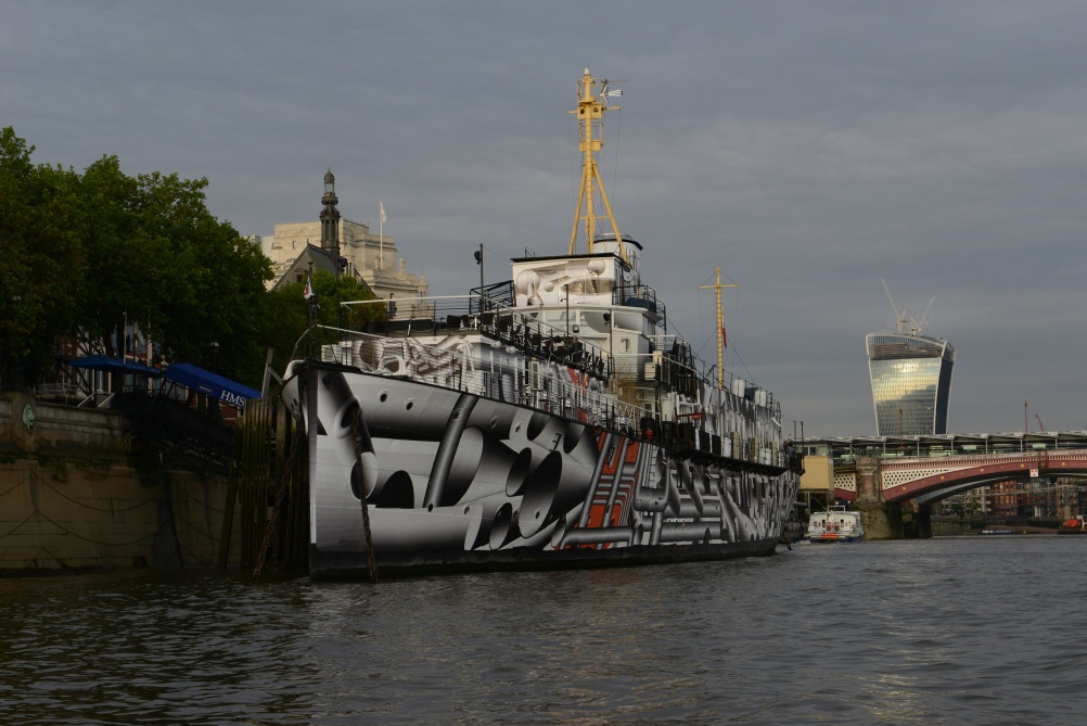 HMS President (1918) featuring Dazzle Ship London design by Tobias Rehberger