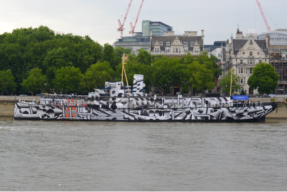 HMS President (1918) featuring Dazzle Ship London design by Tobias Rehberger