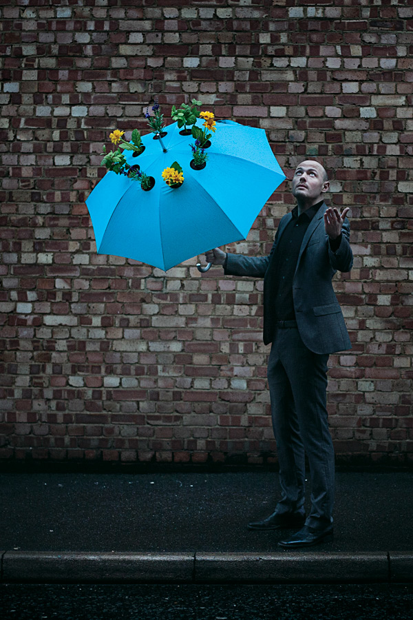 Umbrella with plant pots