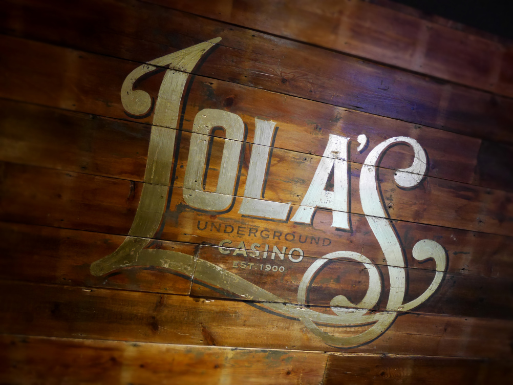 Handpainted sign for Lola's Casino