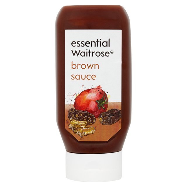 Essential Waitrose Brown Sauce packaging designed by Waitrose in-house team