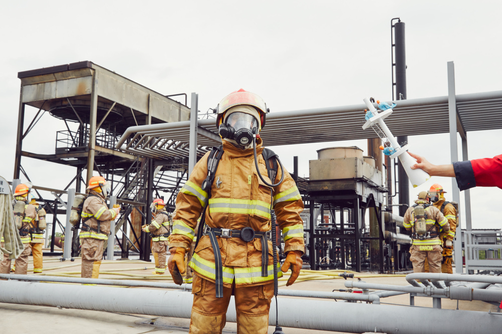 Firemen during training at Disaster City