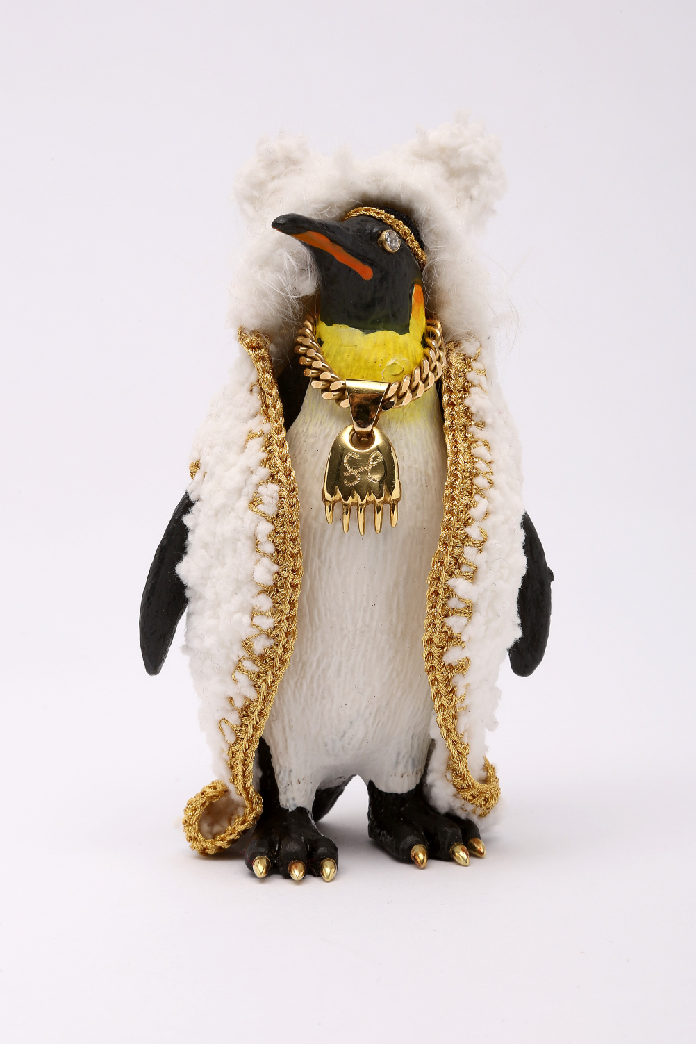 Emperor Penguin Freddie with Polar Bear Claw Necklace by Felieke van der Leest