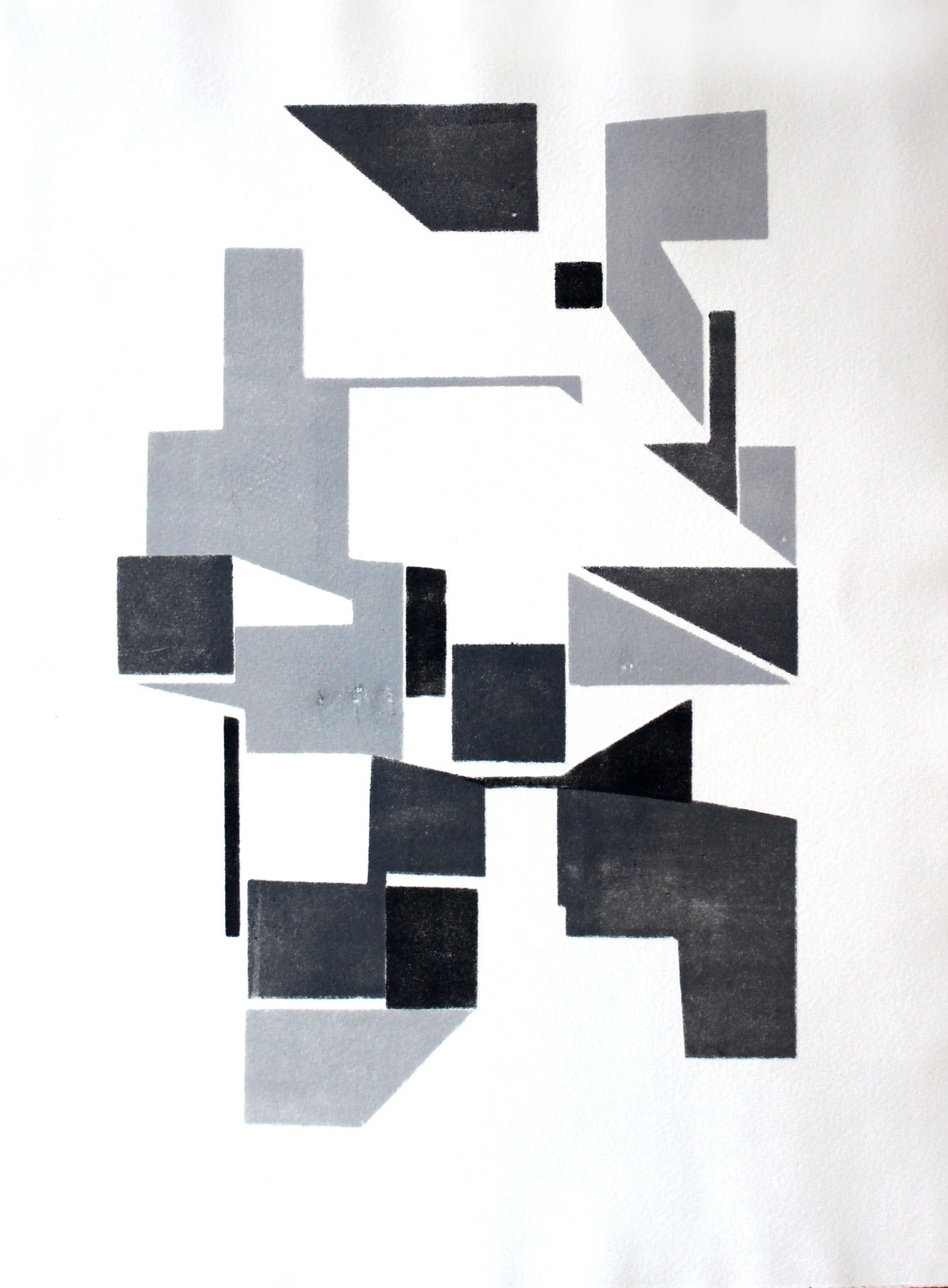 Some of Lachlan's previous work - from The Modulors series, Untitled (units), stencil monoprint