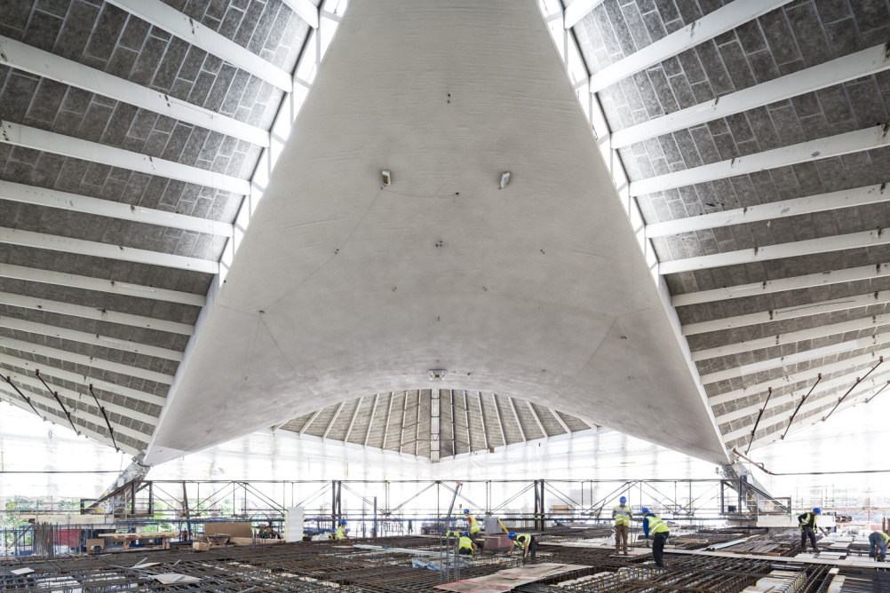 The hyperbolic paraboloid roof at the Design Museum's new home