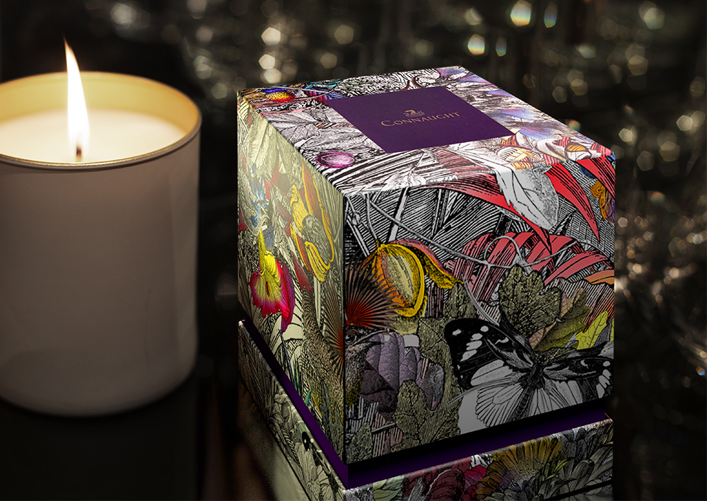 Butterflies feature on candle packaging