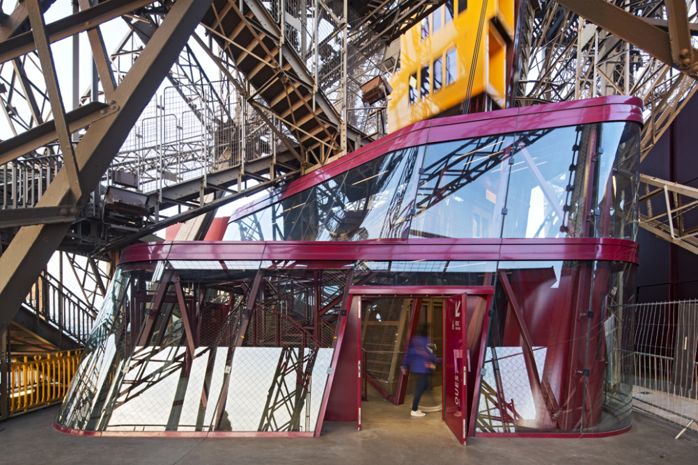 On of the new glass pavilions at The Eiffel Tower