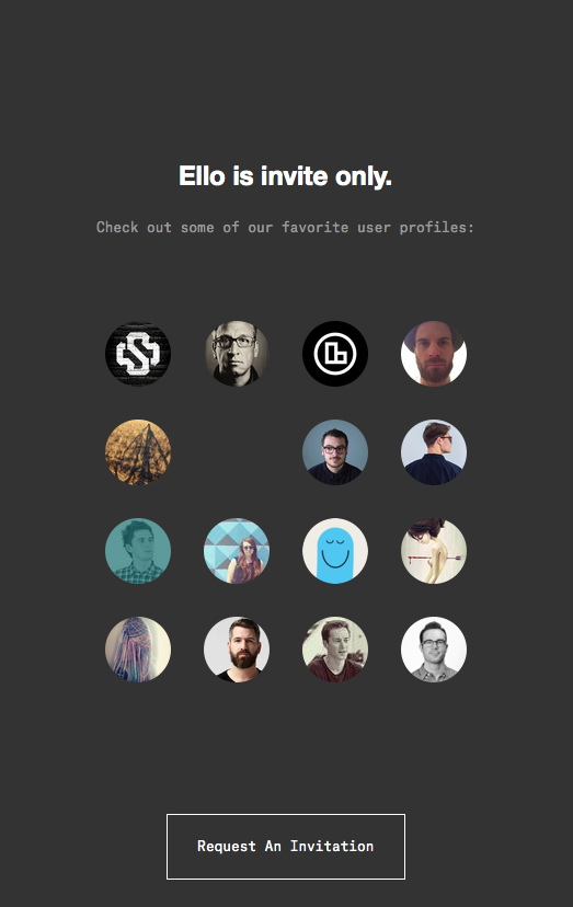 Ello's homepage as shown for non-members