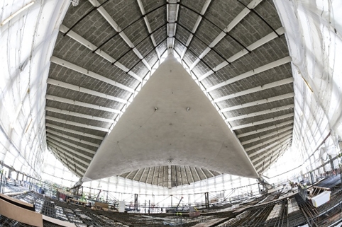 The hyperbolic paraboloid roof at the Design Museum's new home