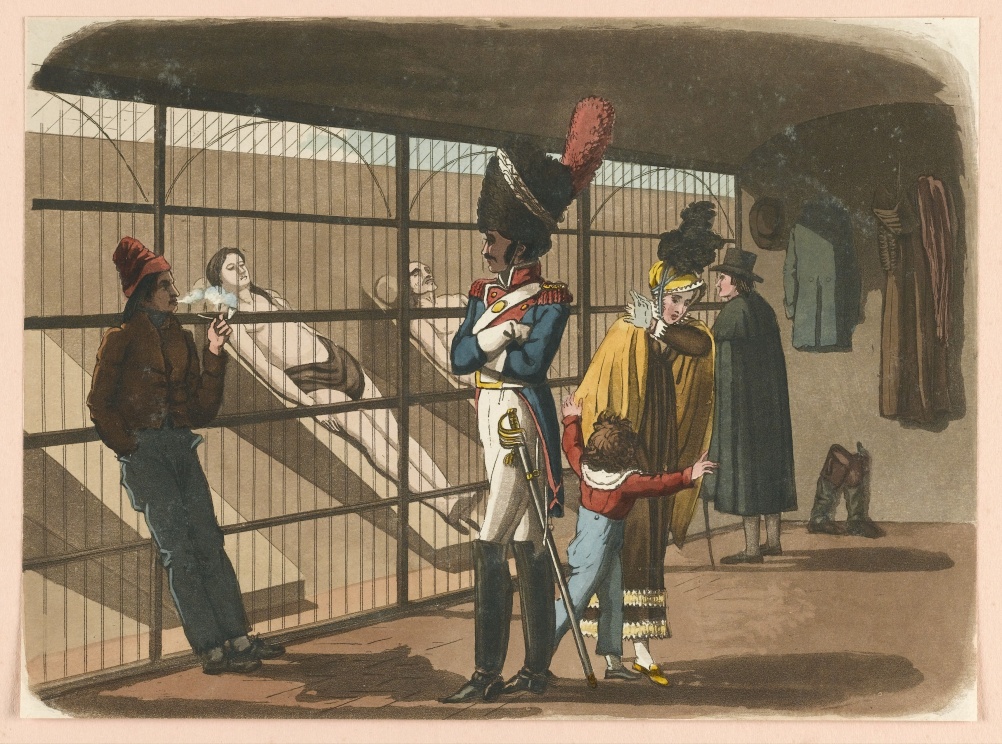 People visiting the morgue in Paris to view the cadavers