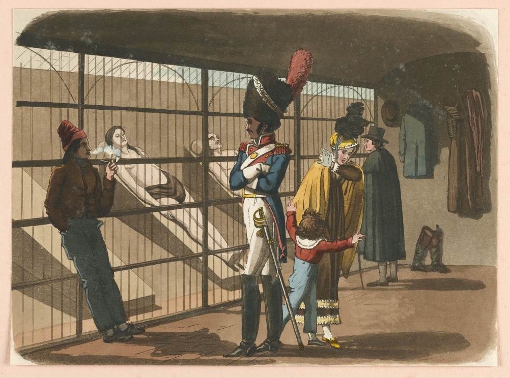 People visiting the morgue in Paris to view the cadavers 