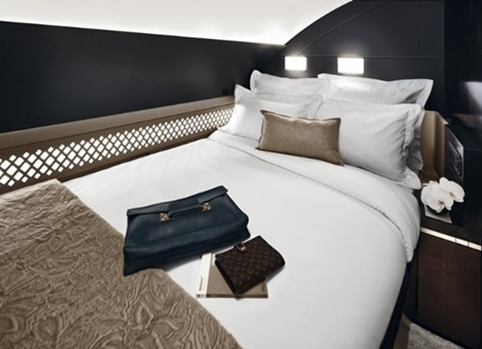 The VIP bedroom in the new Etihad interiors, developed by a team including Factorydesign