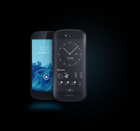 YotaPhone 2 with e-ink screen and interface designed by AllofUs 