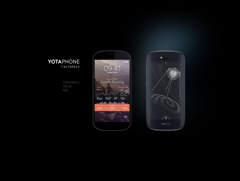 YotaPhone 2 with e-ink screen and interface designed by AllofUs