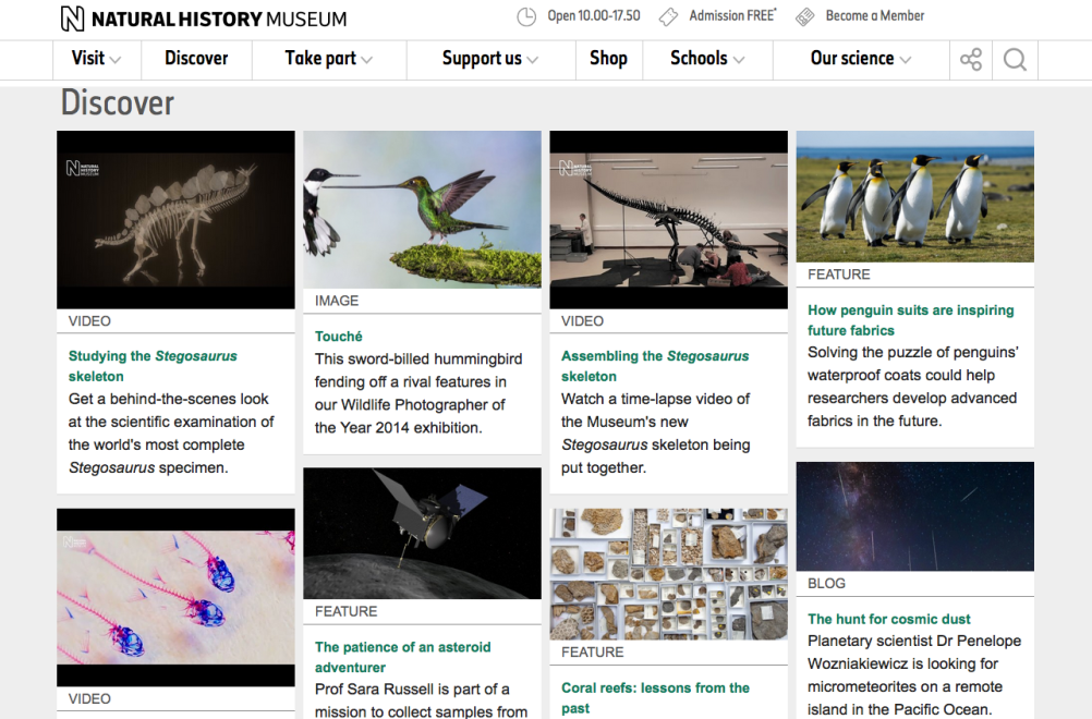 Natural History Museum website designed by Blue State Digital