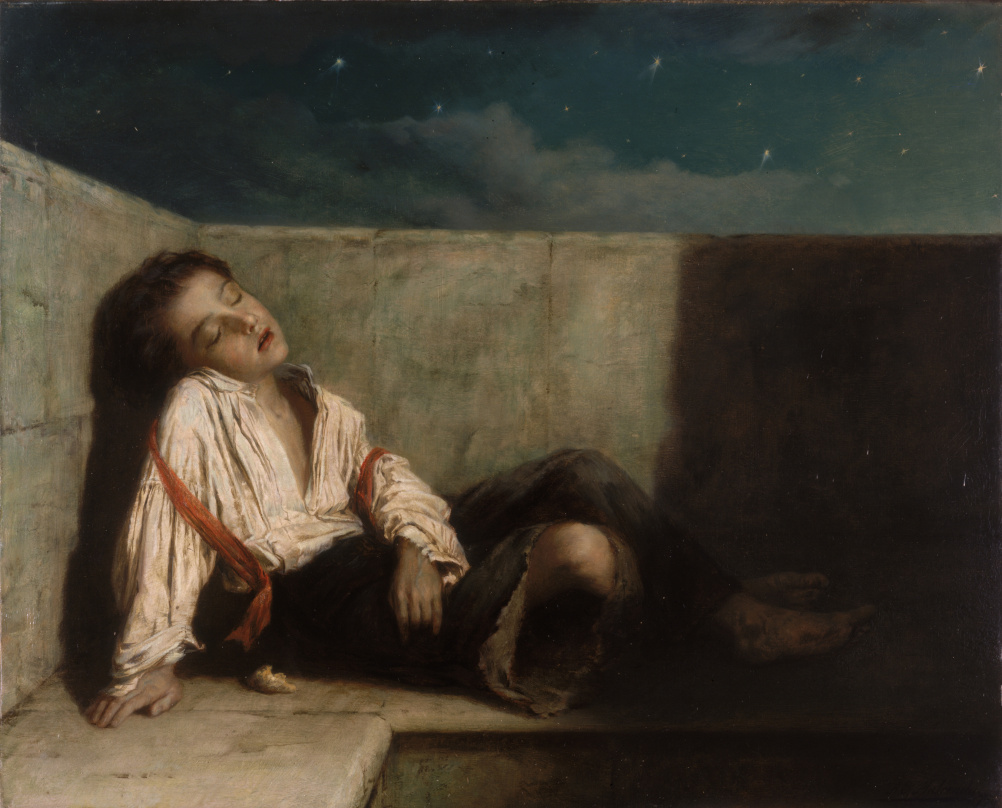 A Recess on a London Bridge by Augustus Edwin Mulready – oil on canvas 1879