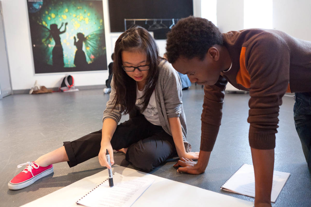 School students taking part in an RSC workshop.