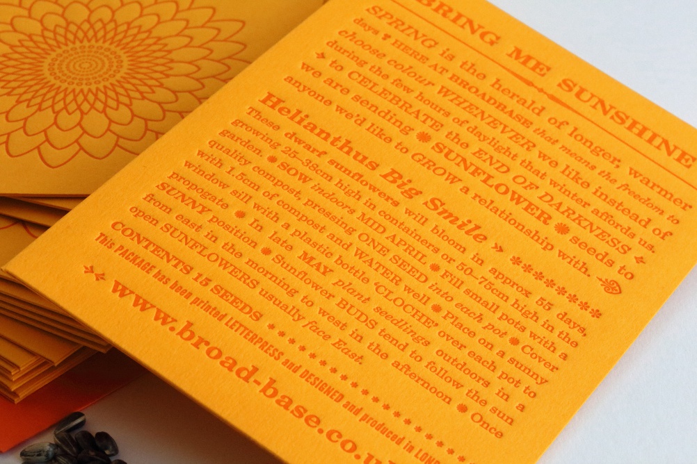 Letterpress seed packet by Broadbase