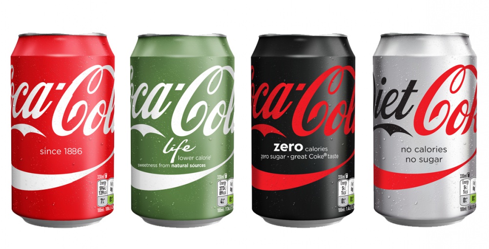 New packaging developed as part of Coca-Cola's "One Brand" positioning