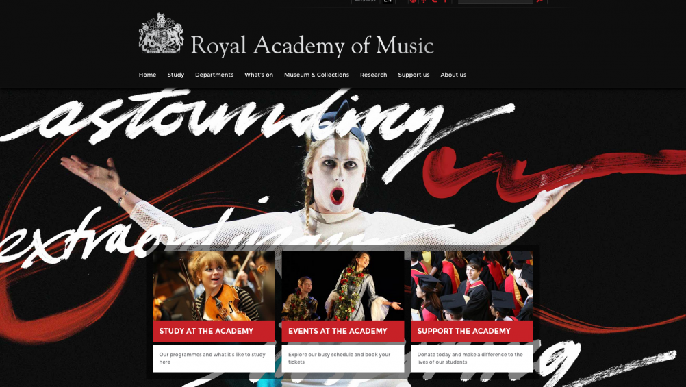 New Royal Academy of Music website, by Mystery