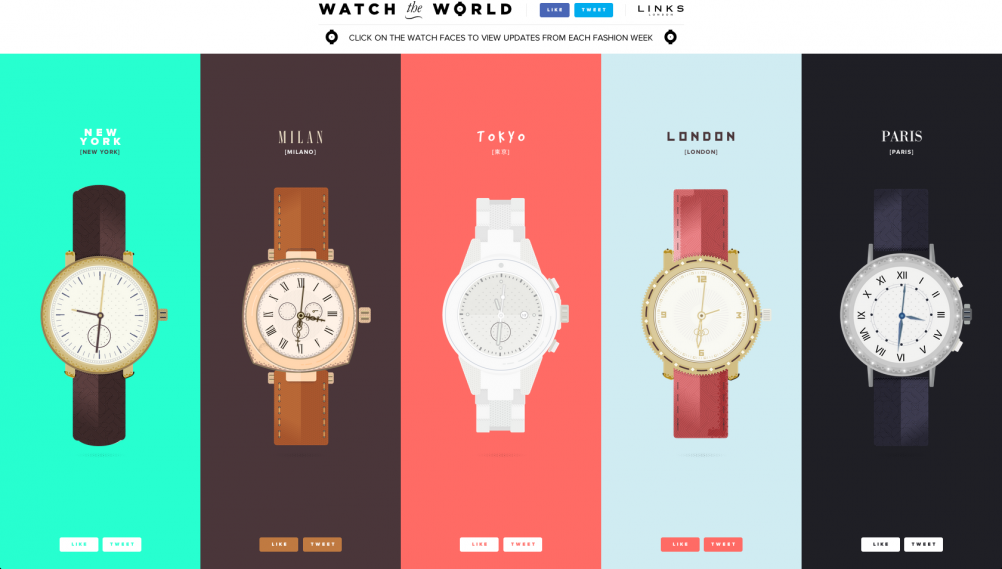Links of London interactive tool for fashion weeks