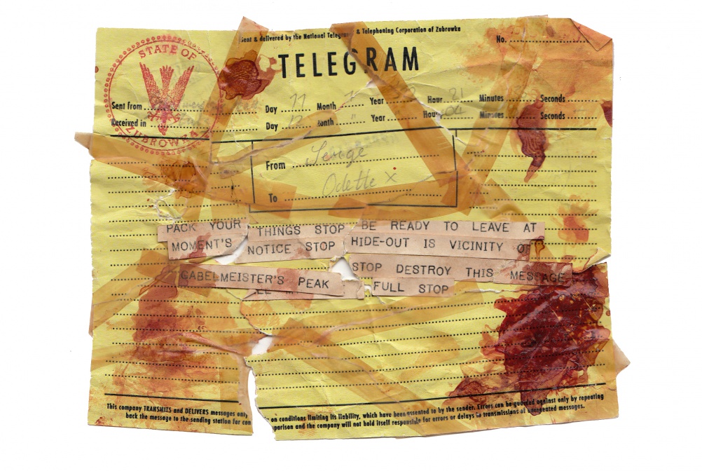 A telegram graphic from The Grand Budapest Hotel