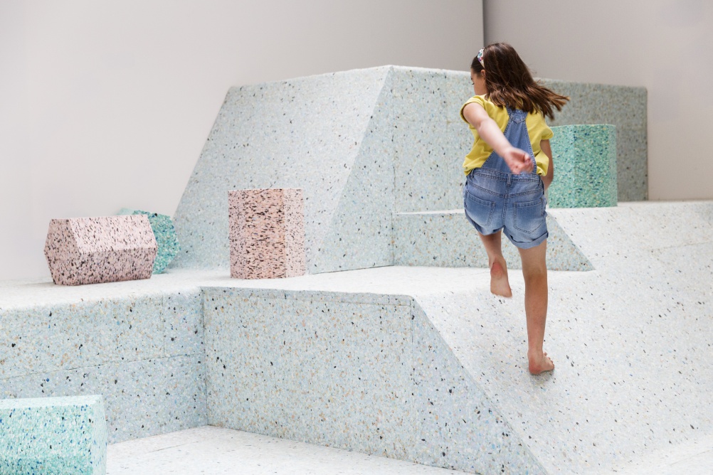 LONDON, ENGLAND - JUNE 08: The Brutalist Playground is the latest work by Turner Prize nominees Assemble with artist Simon Terrill at the RIBA on June 8, 2015 in London, England. The installation is open free to the public from 10 June to 16 August at the Architecture Gallery, RIBA, London. (Photo by Tristan Fewings/Getty Images for The Royal Institue Of British Architects (RIBA))