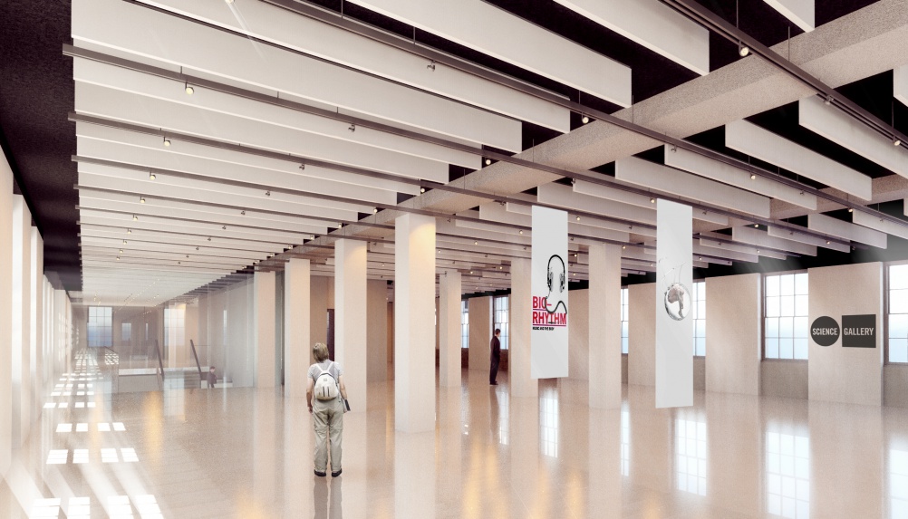 Render of London Science Gallery first floor gallery