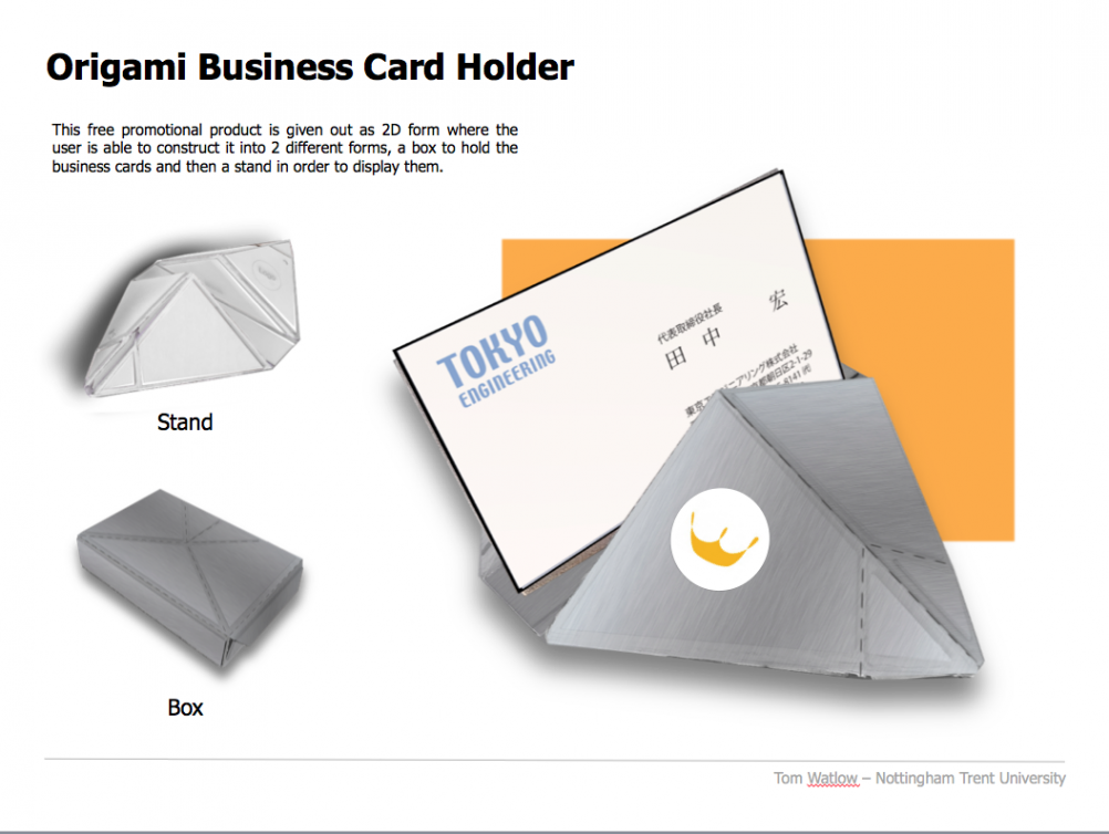 Origami Business Card holder, by Tom Watlow