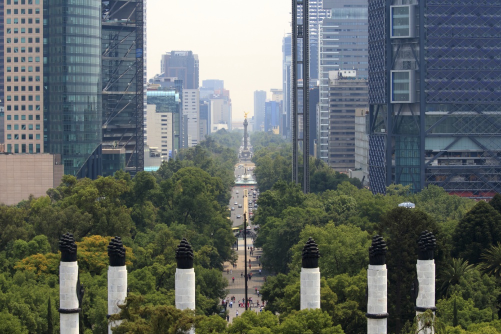 Skyline in Mexico City, view from the Chapultepec Castle