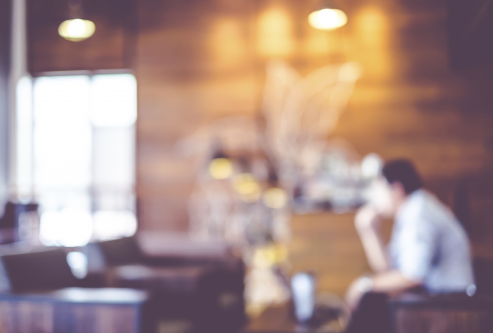 Blurred background : Vintage filter Customer in Coffee shop blur