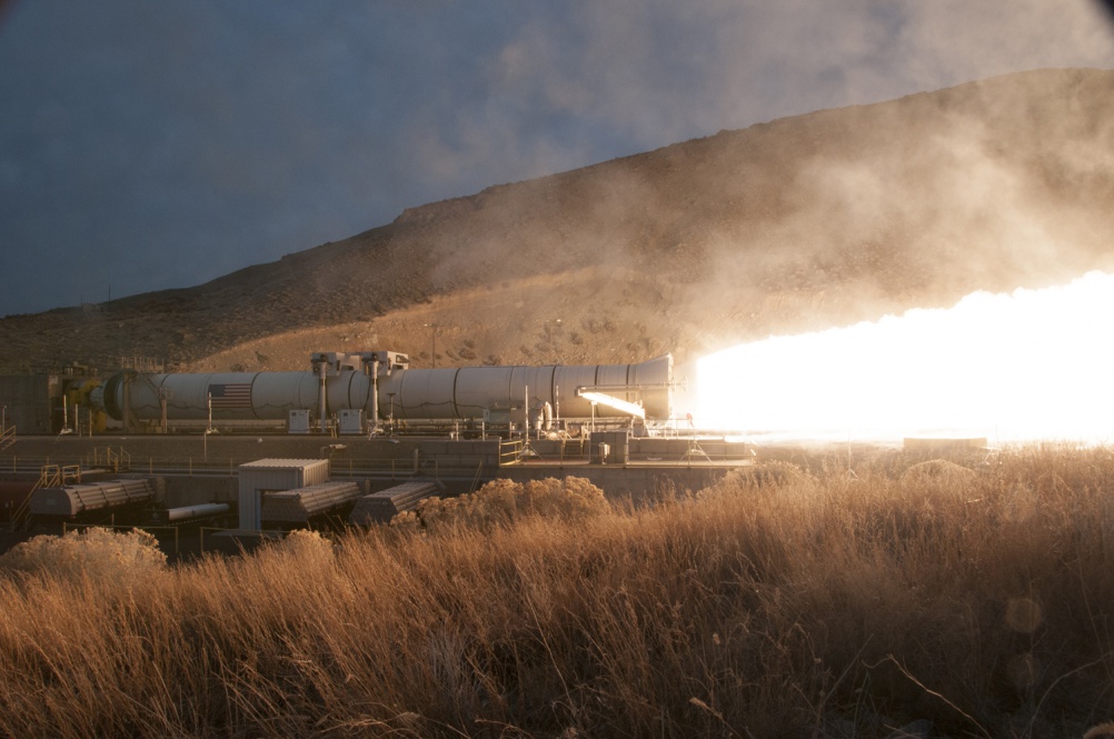 At the Promontory, Utah test facility of Orbital ATK, the booster for NASA’s Space Launch System rocket was fired for a two minute test on March 11