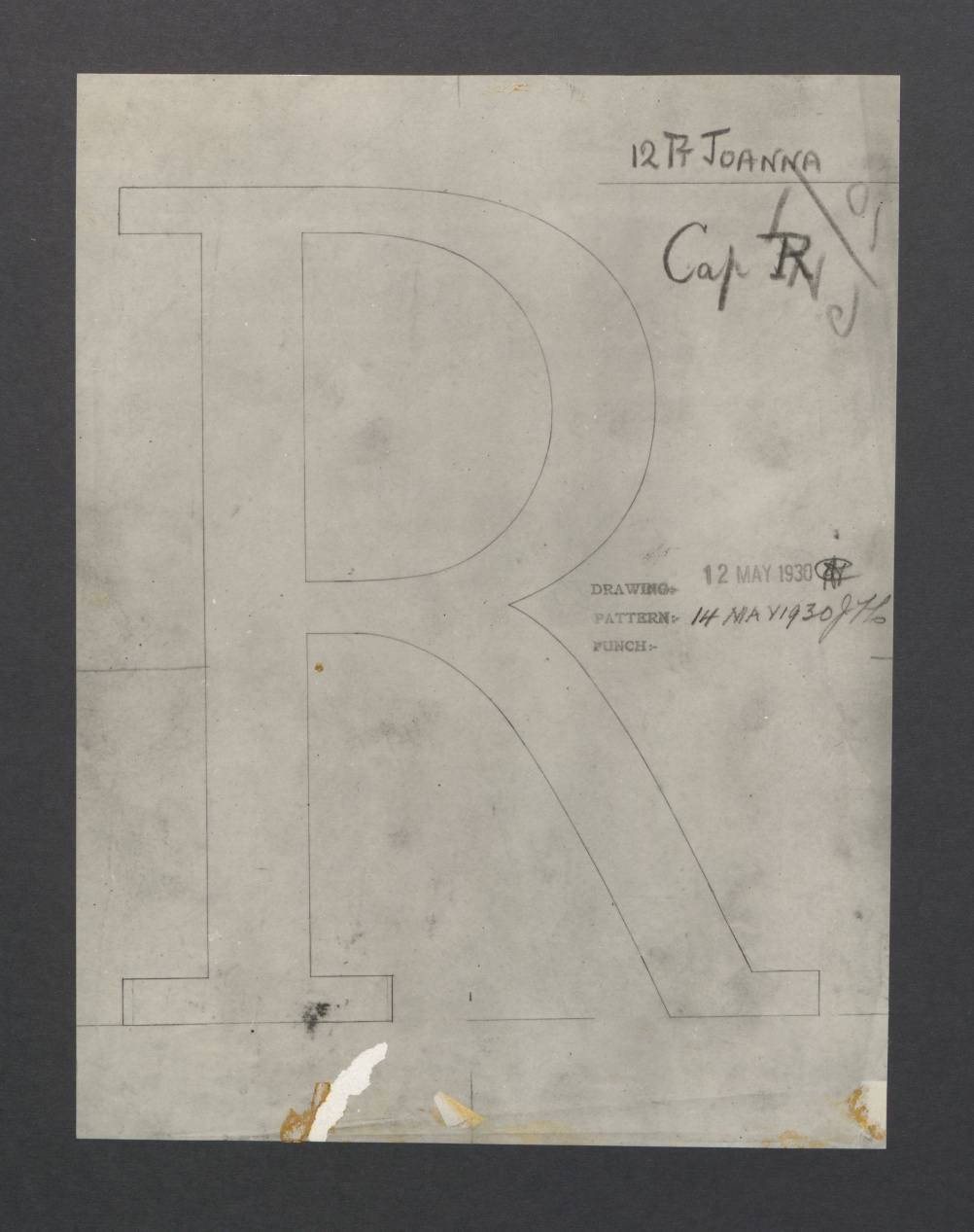 One of the Caslon Foundry drawings for the first cutting of Joanna