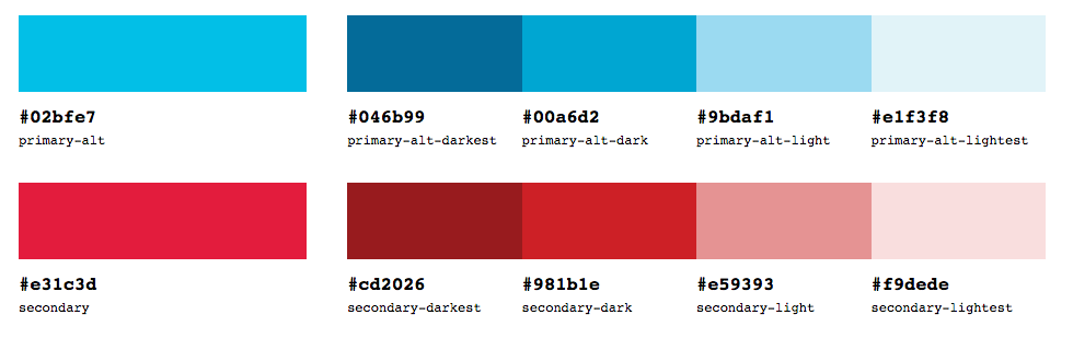 Secondary colour palette