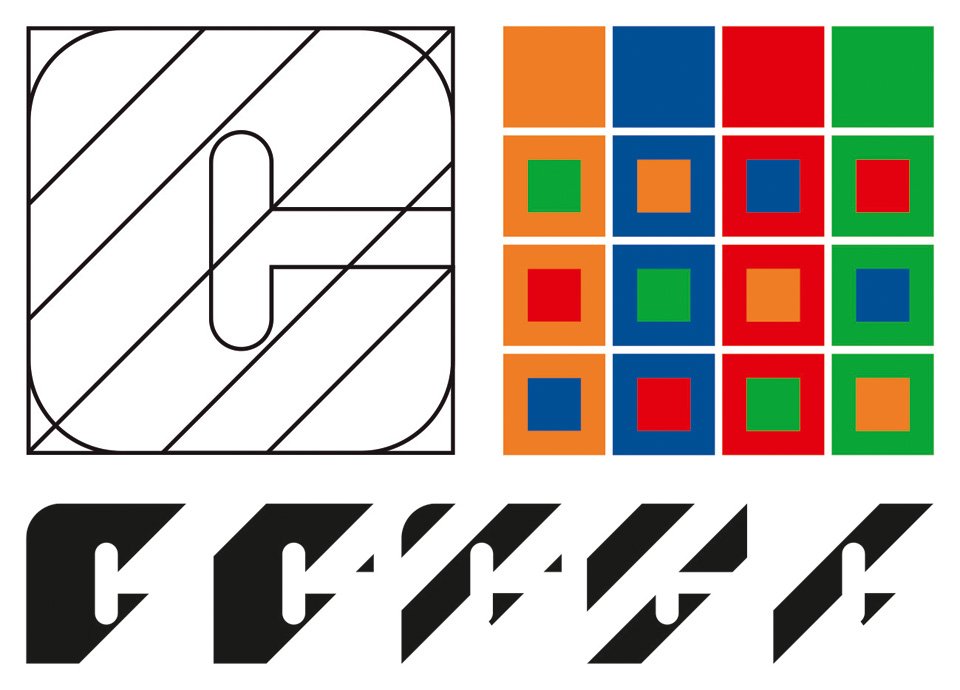 Design system from 1973 for Canadian outdoor advertising organization Claude Neon Limited by Gottschalk+Ash. Five versions of the initial letter “C” of the company name were used for the logo, complemented by a palette of four colors in various combinations