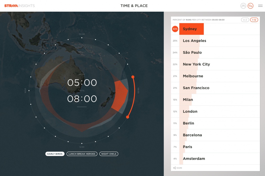 Data on the Strava Insights platform