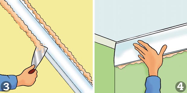 How to put up coving: Steps 3 and 4