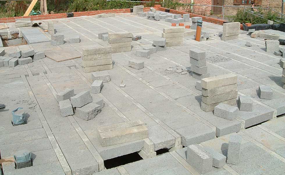 installing a beam and block floor structure